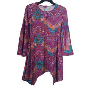 Dreamworks Trolls Colorful Floral Bell Sleeve Dress Size Medium